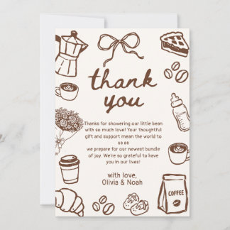 Een baby brouwt koffie Baby Shower Bedankkaart