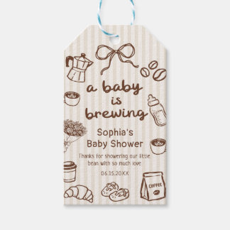 Een baby brouwt koffie Baby Shower Cadeautags Cadeaulabel