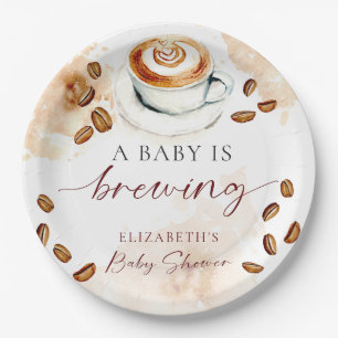 Een Baby Brouwt Koffie Baby Shower Latte Op Maat Papieren Bordje