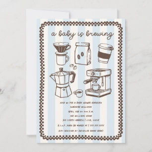 Een Baby Brouwt Koffie Blauwe Jongens Baby Shower Kaart