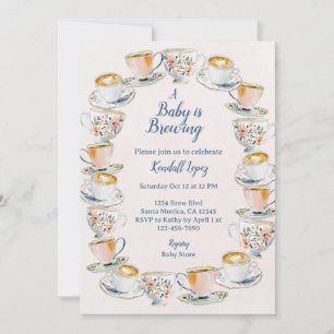 Een baby brouwt koffie en thee Baby shower Kaart