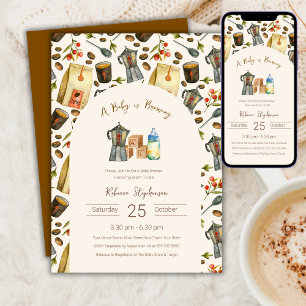 Een baby brouwt koffie Espresso babyfeest Kaart