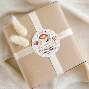 Een baby brouwt koffie thema baby shower sticker