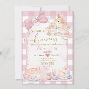 Een Baby Brouwt Konijn Theekopje Meisje Baby Showe Kaart