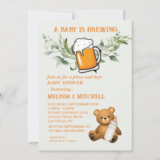 Een baby brouwt koppels gecodeerd baby shower kaart (Voorkant)