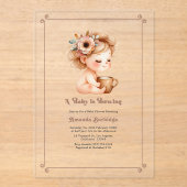 "Een Baby brouwt" Mocha Mousse Baby shower Acryl Uitnodigingen (Voorkant)