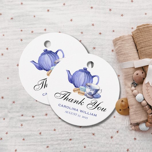Een Baby brouwt paarse Tea Party Baby shower Bedankjes Labels