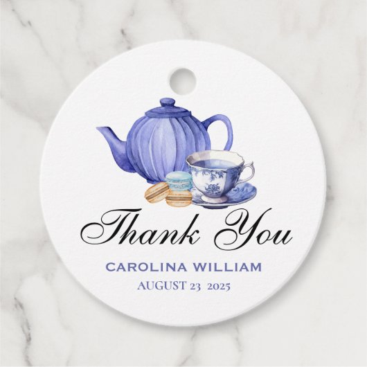 Een Baby brouwt paarse Tea Party Baby shower Bedankjes Labels (Voorkant)