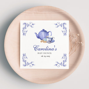 Een Baby brouwt paarse Tea Party Baby shower Servet