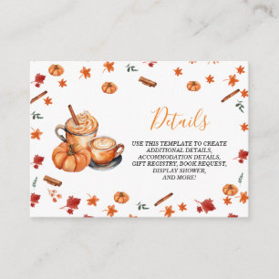 Een Baby brouwt pompoen specerij Baby shower detai Informatiekaartje