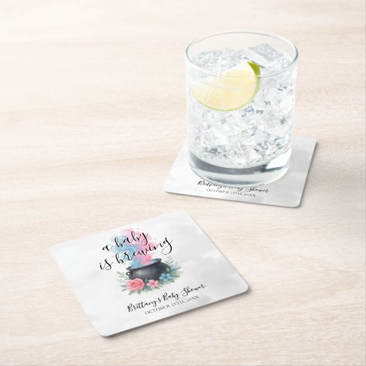 Een Baby brouwt roze en blauwe ketel Vierkante Kartonnen Onderzetter (Insitu)