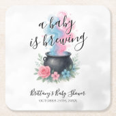 Een Baby brouwt roze en blauwe ketel Vierkante Kartonnen Onderzetter (Voorkant)