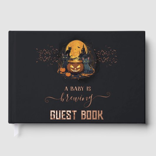Een Baby brouwt Schattigee Halloween Baby shower F Gastenboek (Voorkant)