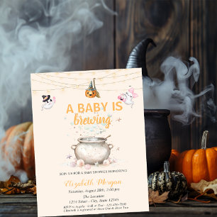 Een Baby brouwt Stippen Pumpkin Ghost Baby shower Kaart
