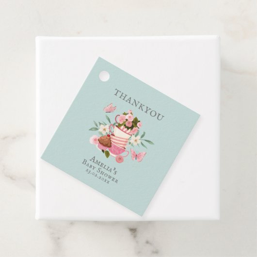 Een Baby brouwt Tea Party Baby shower Bedankjes Labels (In situ)