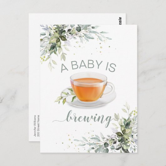 Een baby brouwt Tea Party Baby shower Briefkaart (Voorkant / Achterkant)