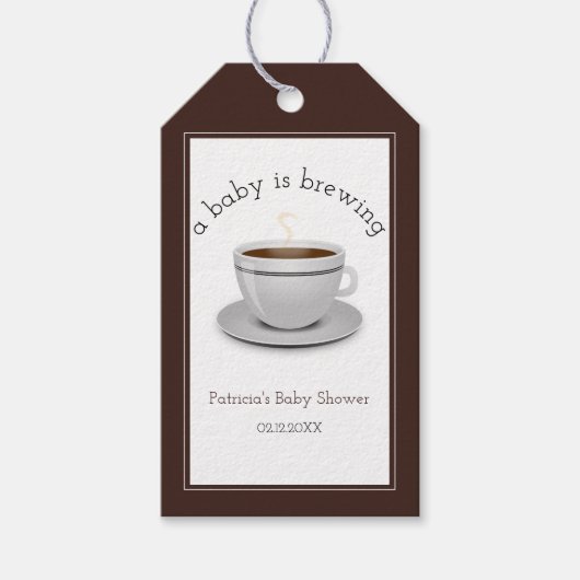Een Baby brouwt Tea Party Baby shower Cadeaulabel (Voorkant)