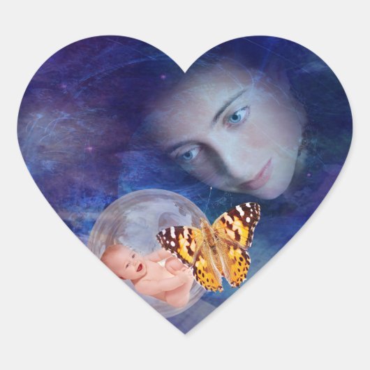 Een baby en moeders vreugde hart sticker (Voorkant)