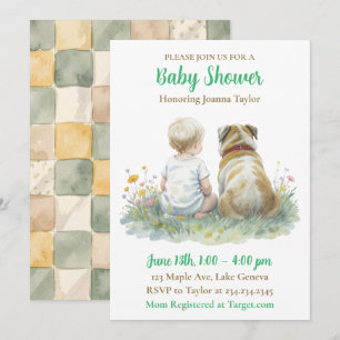Een baby- en puppy geslacht neutrale babyshower kaart