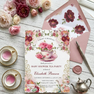 Een baby is aan het brouwen Blush Bloem Baby Showe Kaart