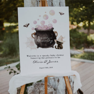 Een baby is aan het brouwen Halloween Baby Shower  Poster