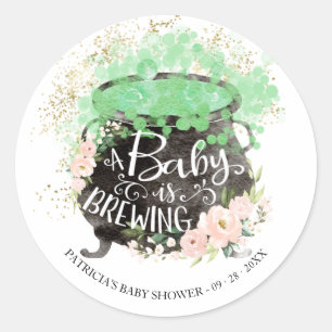 Een baby is aan het brouwen Halloween Baby Shower Ronde Sticker