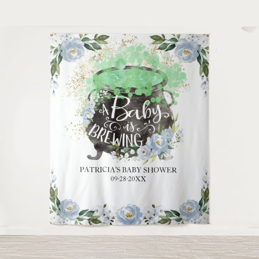 Een baby is aan het brouwen Halloween Baby Shower  Wandkleed (Voorkant)