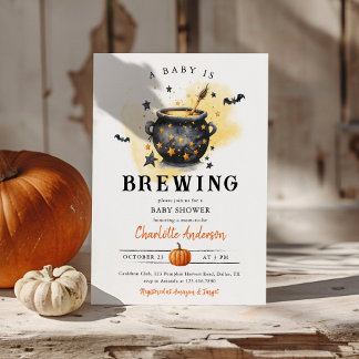 Een baby is aan het brouwen Halloween Heksenketel Kaart