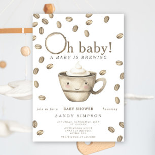Een baby is aan het brouwen Kawaii koffie Baby Sho Kaart
