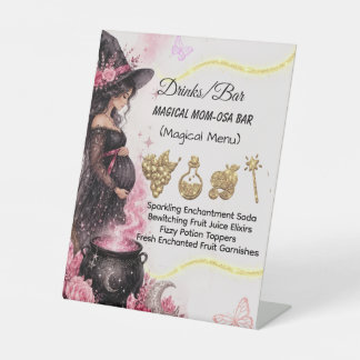 Een baby is aan het brouwen Roze Halloween Baby Sh Reclamebord Met Voetstuk