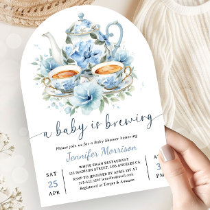 Een baby is aan het brouwen Thee Baby Shower Jonge Kaart