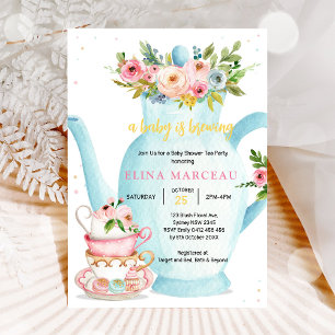 Een baby is aan het brouwen Thee Feest Baby Shower Kaart