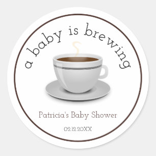 Een baby is aan het brouwen Thee feestje Baby Show Ronde Sticker