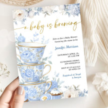 Een baby is aan het theezetten Baby Shower Jongen 