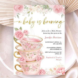 Een Baby Is Brew Baby Shower Meisje Roze Bloemen Kaart