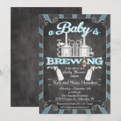 Een "Baby is Brewing" koppels BBQ Uitnodiging - Jo (Voorkant / Achterkant)