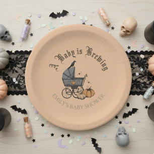 Een Baby is Brouwen Baby shower Sinaasappel Papier Papieren Bordje