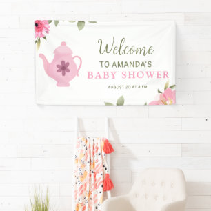 Een Baby is Brouwen Flower Roos Tea Baby shower Spandoek