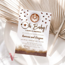 Een Baby is Brouwen, Koffie Baby shower Uitnodigin