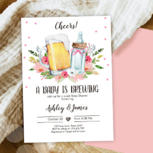 Een Baby is Brouwen Meisje Cheers Coed Baby shower Kaart