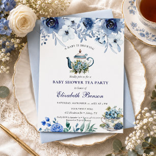 Een baby is brouwende Blush Bloem Baby Shower Thee Kaart