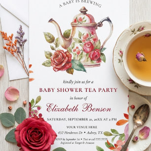 Een baby is brouwende Blush Bloem Baby Shower Thee Kaart