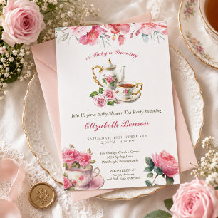 Een baby is brouwende Blush Bloem Baby Shower Thee Kaart