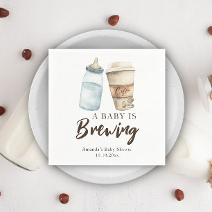 Een baby is brouwende fles koffie Baby shower Servet