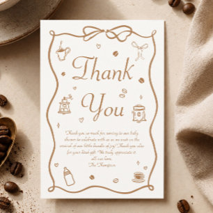 Een Baby is Brouwende Koffie Baby Shower Bedankkaart