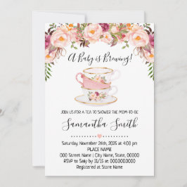 Een Baby is een roze baby shower--uitnodiging Feestdagenkaart