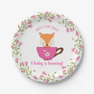 Een Baby is een roze Teacup Baby Girl Shower Papieren Bordje