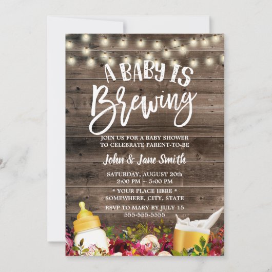 Een Baby is het Baby shower van bijtende bloemen Kaart (Voorkant)