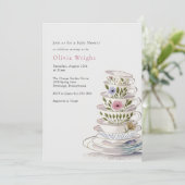 Een Baby is het Baby shower van de Tea Party Kaart (Staand voorkant)