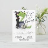 Een Baby is het Baby shower van een pregant heks Kaart (Staand voorkant)